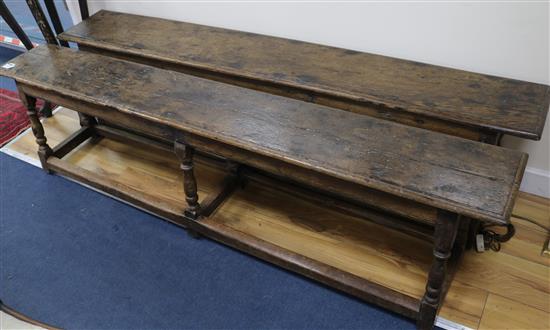 A pair of 18th / 19th century oak benches L.180cm